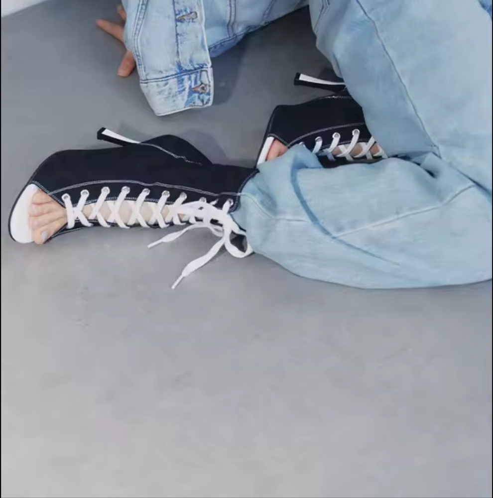 Red Lace-Up Women's Shoes - Picture 4 of 13